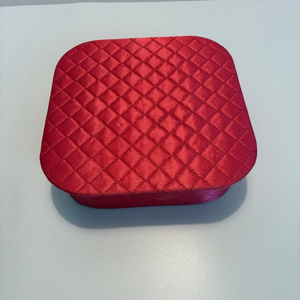 Vanity Drawer‎ Organizer Vintage Hot Pink Quilted Satin Hinged Lid MCM